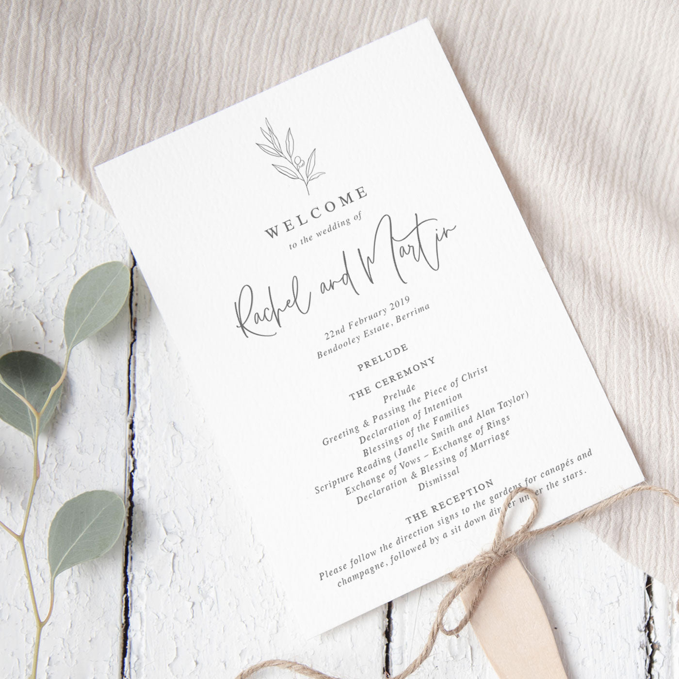 Botanical Wedding Program - Rachel – Peach Perfect Stationery