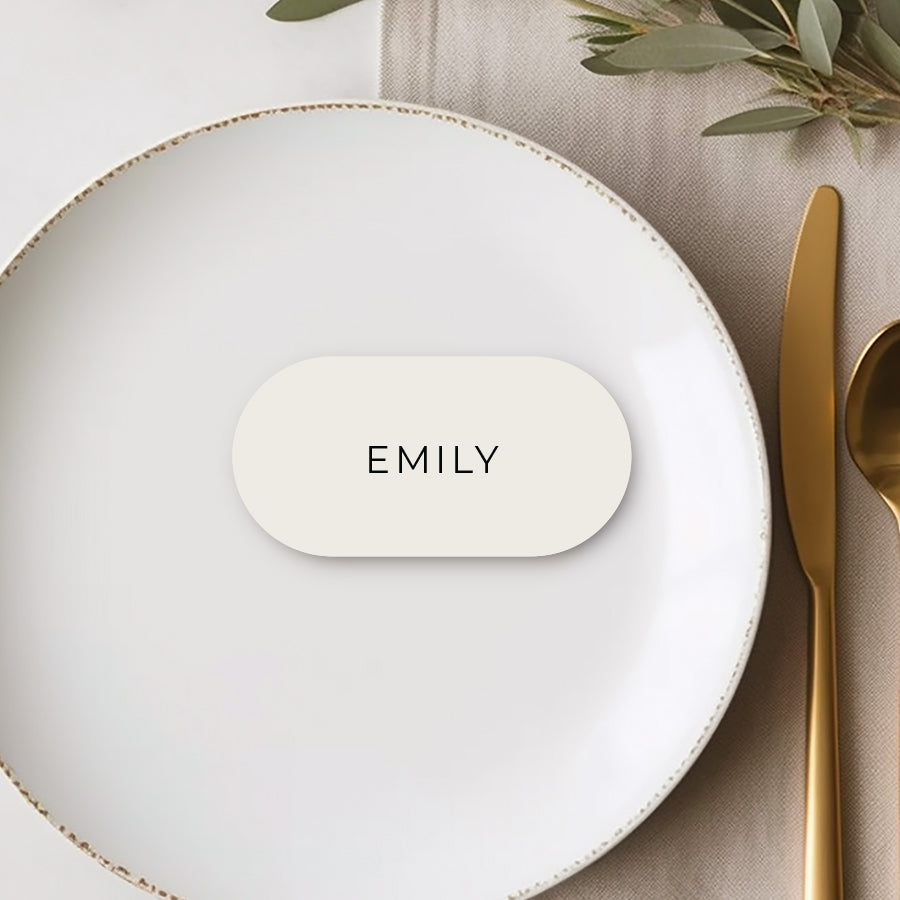 Modern double arch rounded corner wedding place cards Australia.