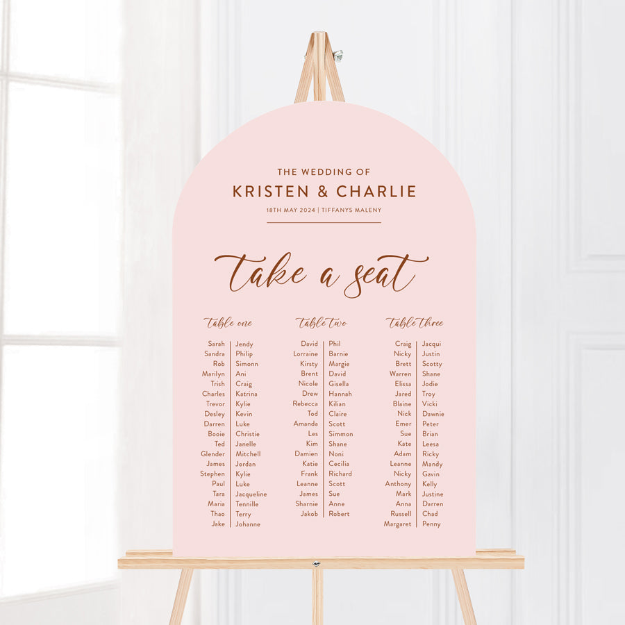 Beautiful Arch Wedding Seating Charts Australia – Peach Perfect Stationery