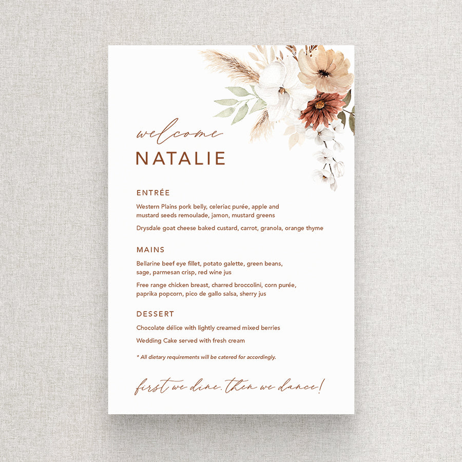 Wedding menu store