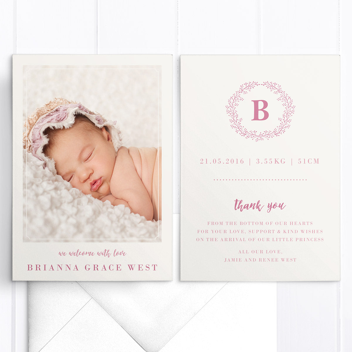 Monogram deals birth announcement