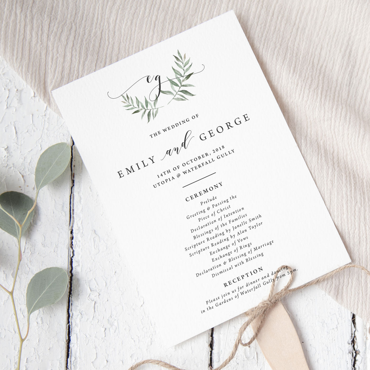 Monogram Wedding Program - Natural – Peach Perfect Stationery