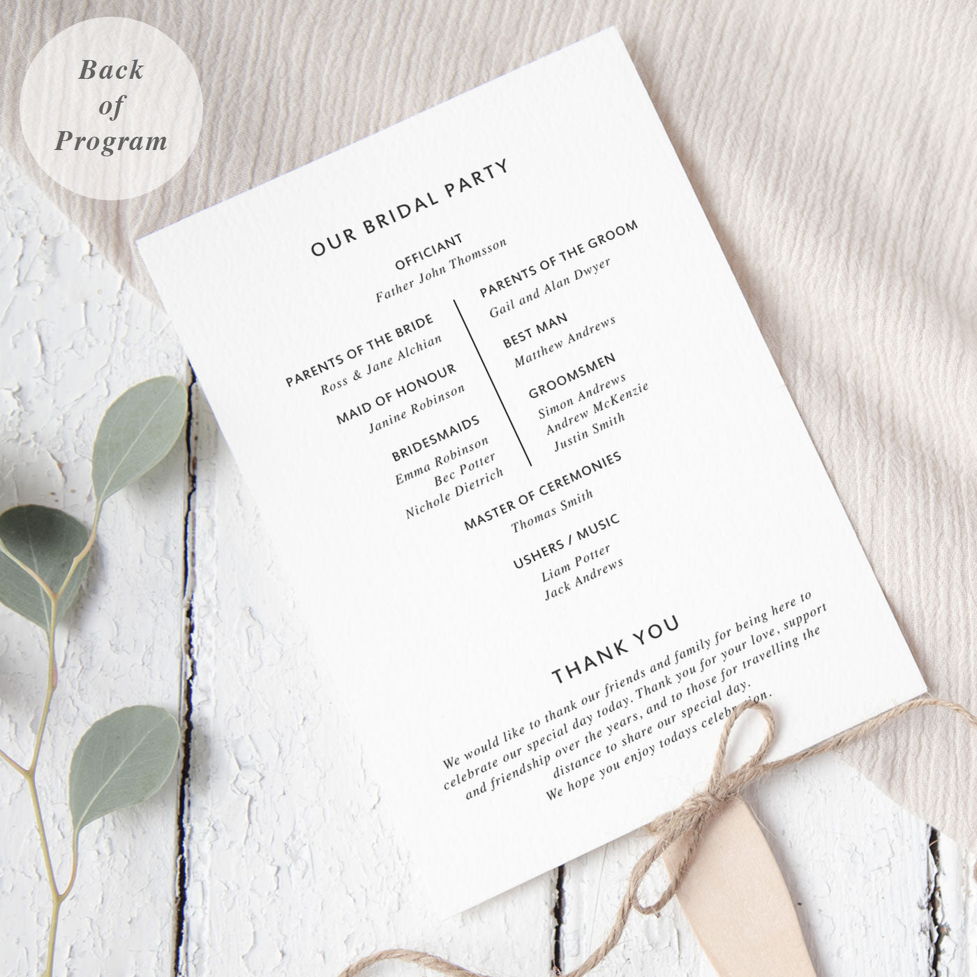 Average cost of deals wedding programs