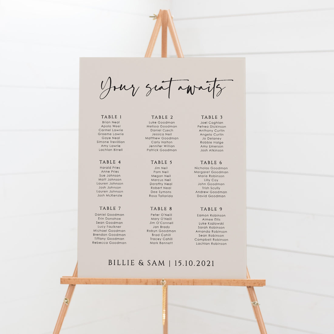 Wedding Seating Chart Sign Board - Billie – Peach Perfect Stationery